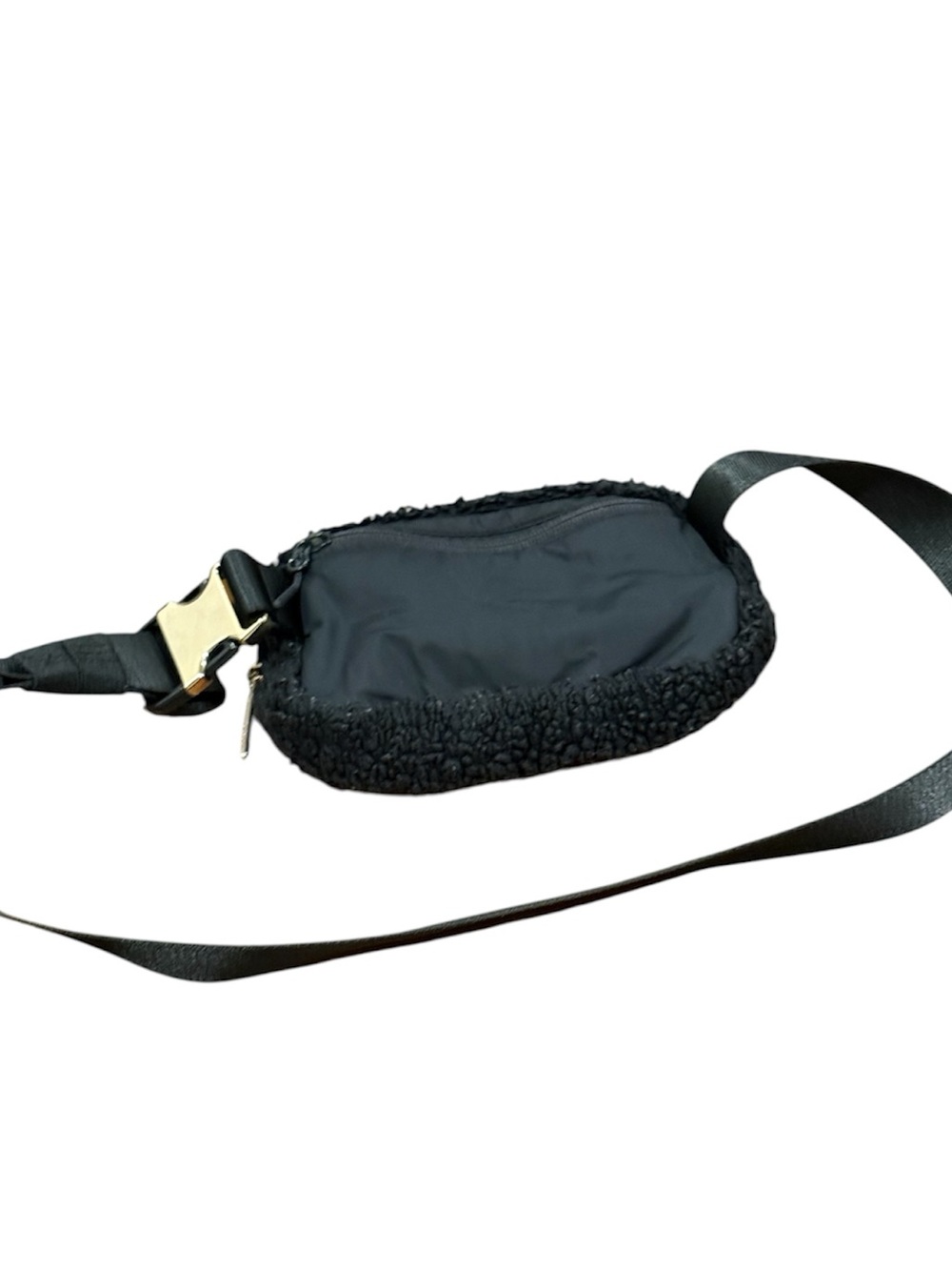 Lululemon Everywhere Belt Bag Textured Black Sherpa Fleece Gold Hardware - Picture 2 of 5